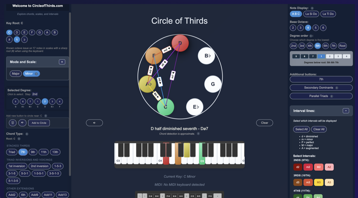Screenshot of Interactive Chord & Scale Visualizer: Master Music Theory Visually